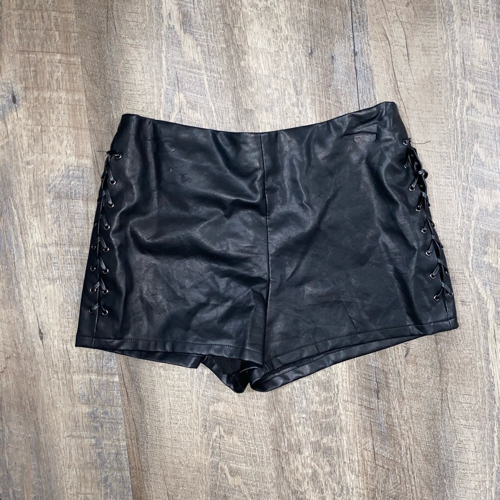 Faux leather shorts